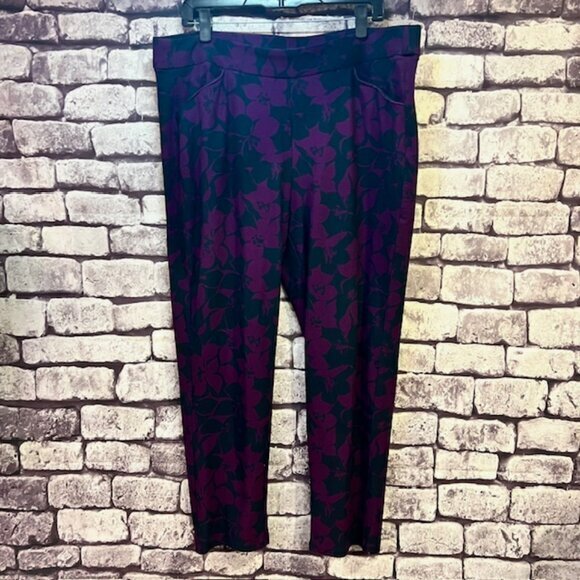 Chico's Pants - Chico's Travelers Purple & Black Pull On Dress Pants Size XL/16